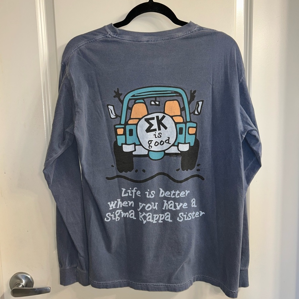 Comfort Colors slate Blue long sleeve Tee - sigma kappa sorority kstate